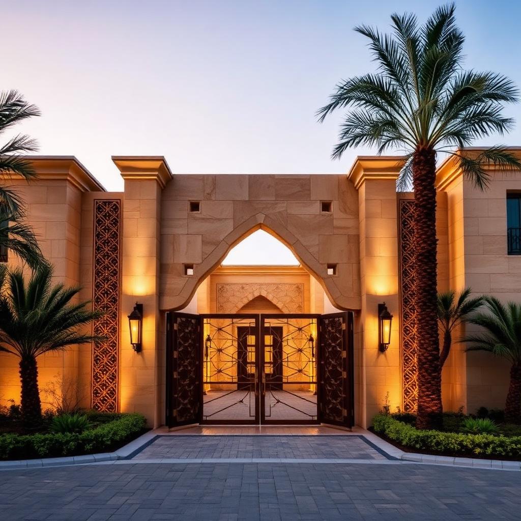 Grand entrance gate in golden Jerusalem stone