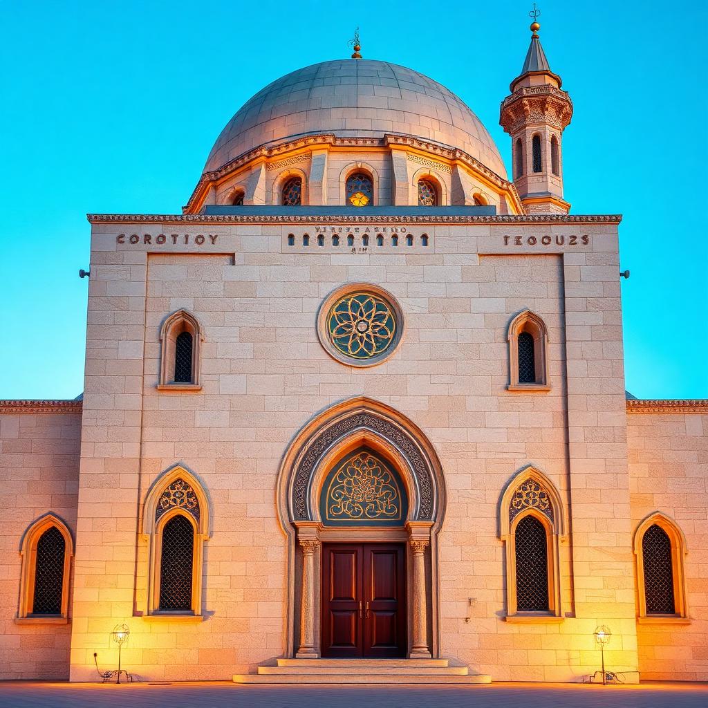 Mosque elevation in carved Jerusalem stone