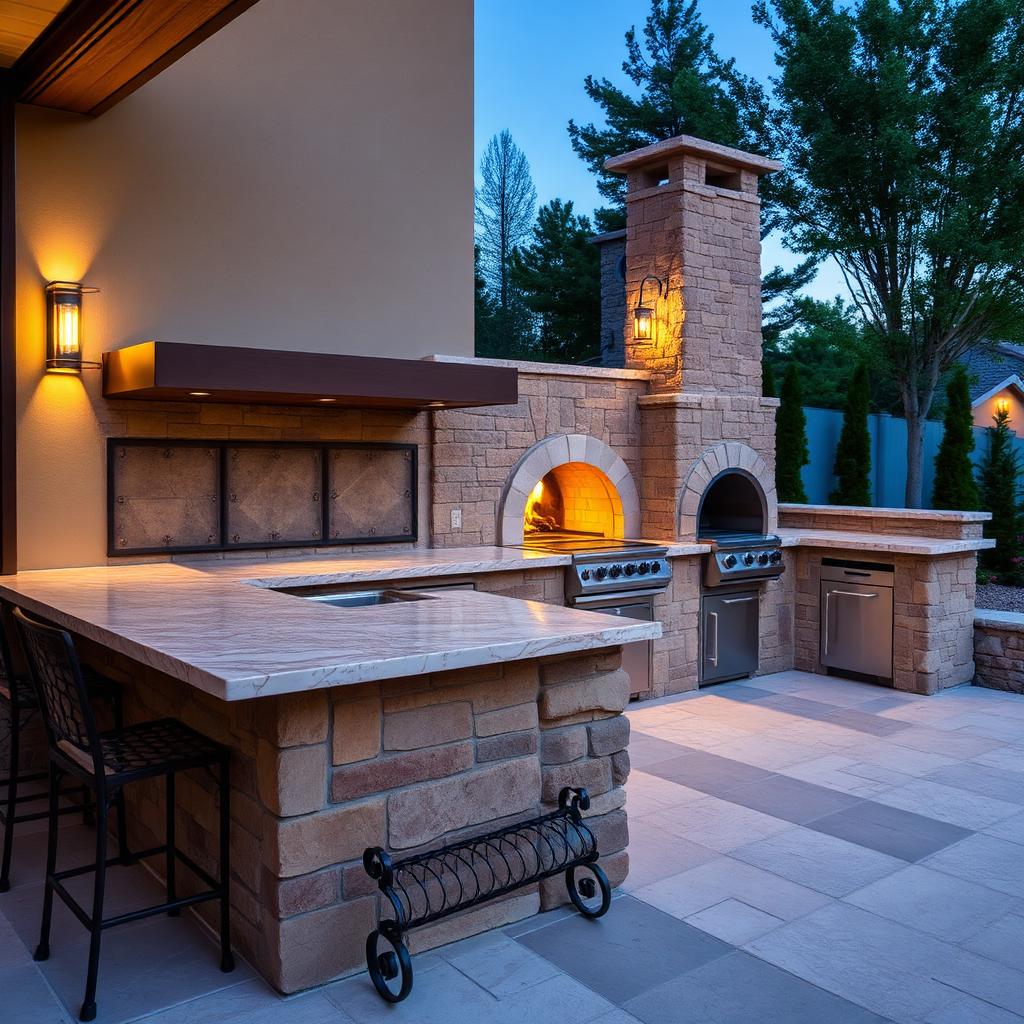 Travertine countertop & island