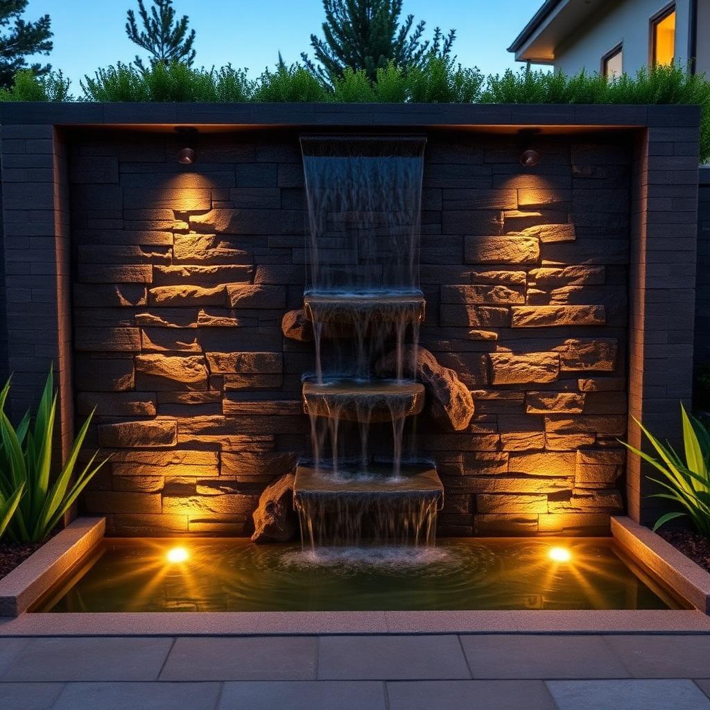 Basalt scupper water feature