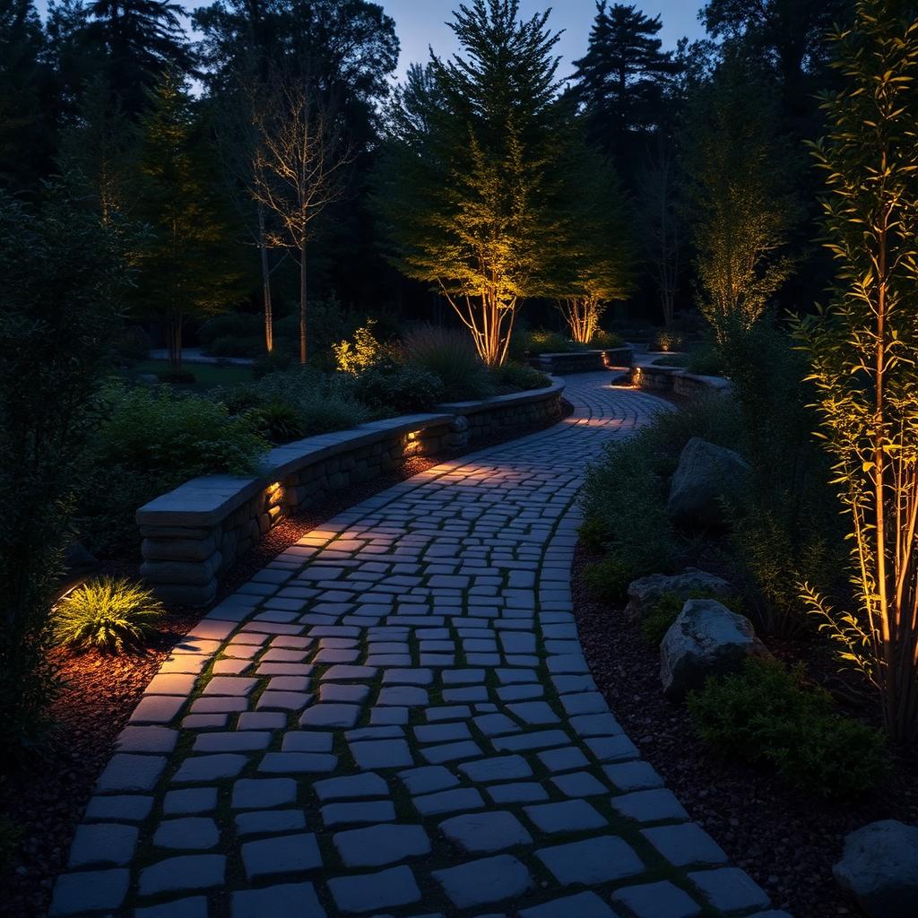 Stepping stones across lawn