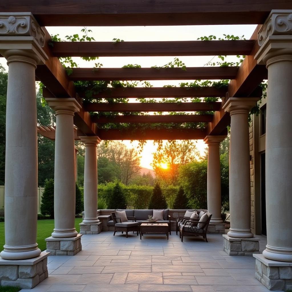 Carved limestone columns