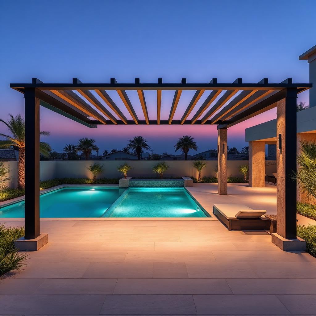 Pergola over outdoor lounge