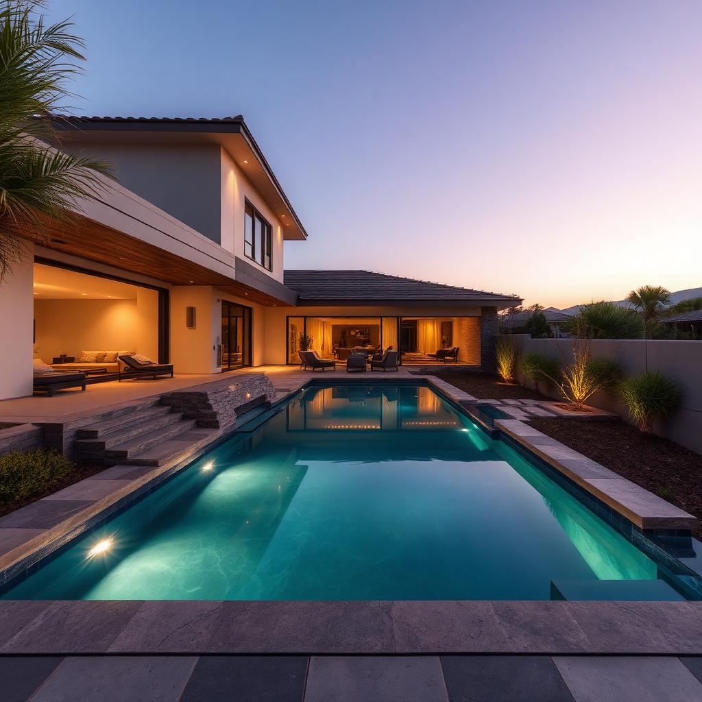 Sunken pool with limestone deck
