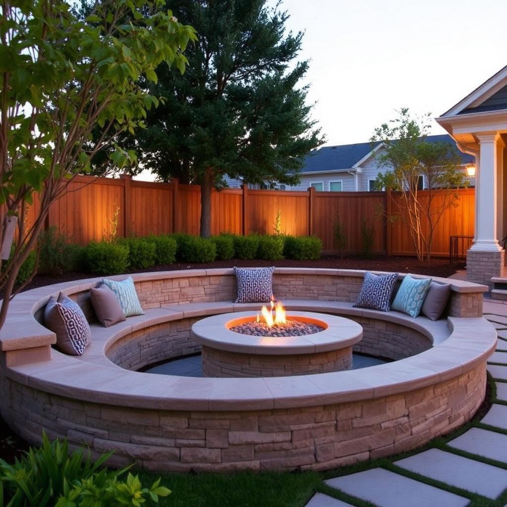 Outdoor fire-pit seating area