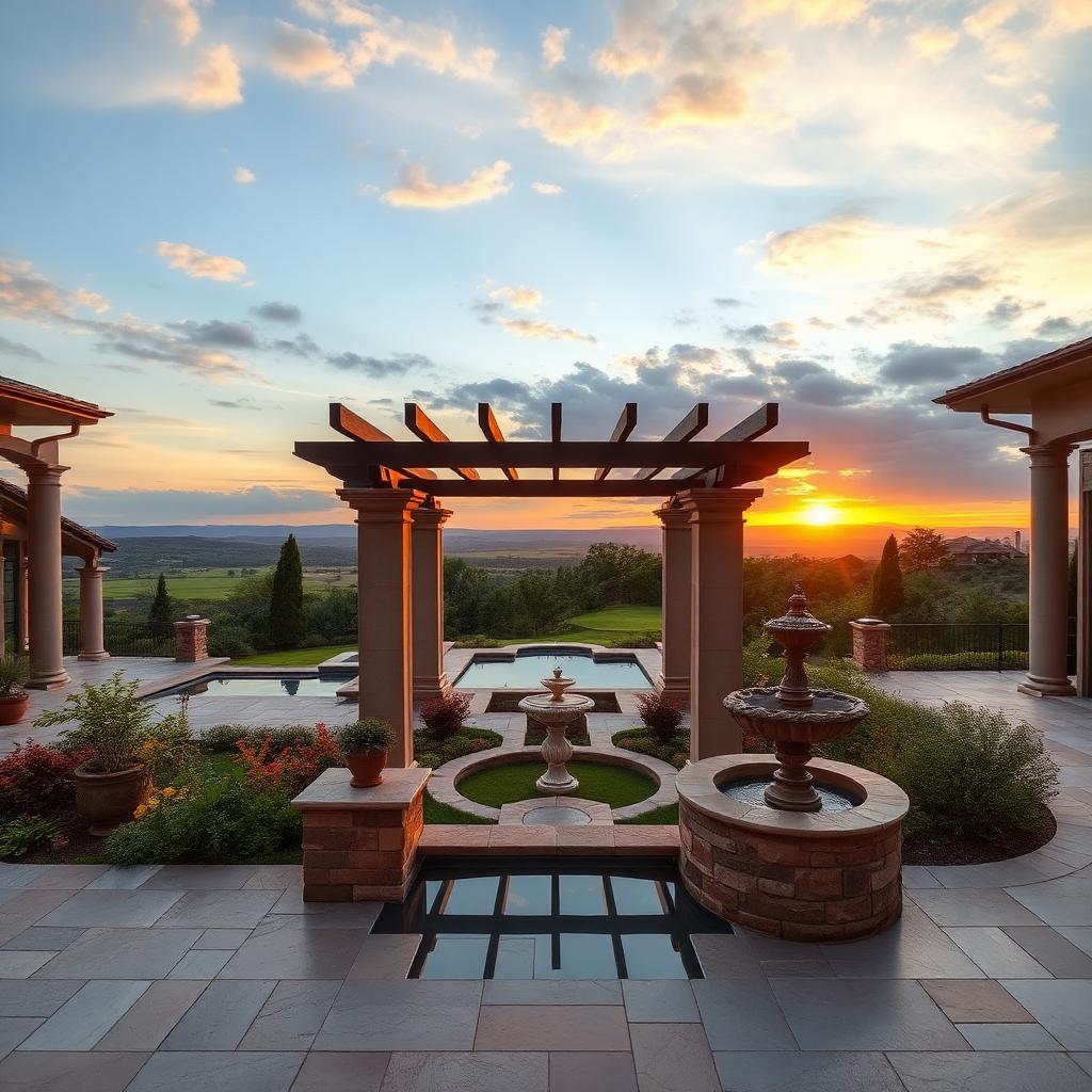 Villa pool & pergola overview