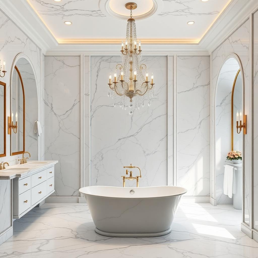Carrara marble master bathroom