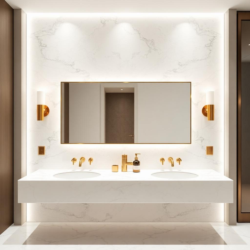 Backlit white onyx bathroom vanity