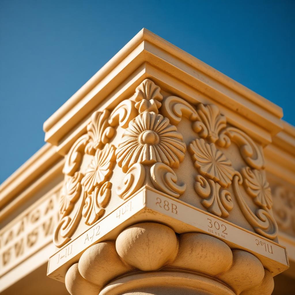 Carved Syrian limestone column capital